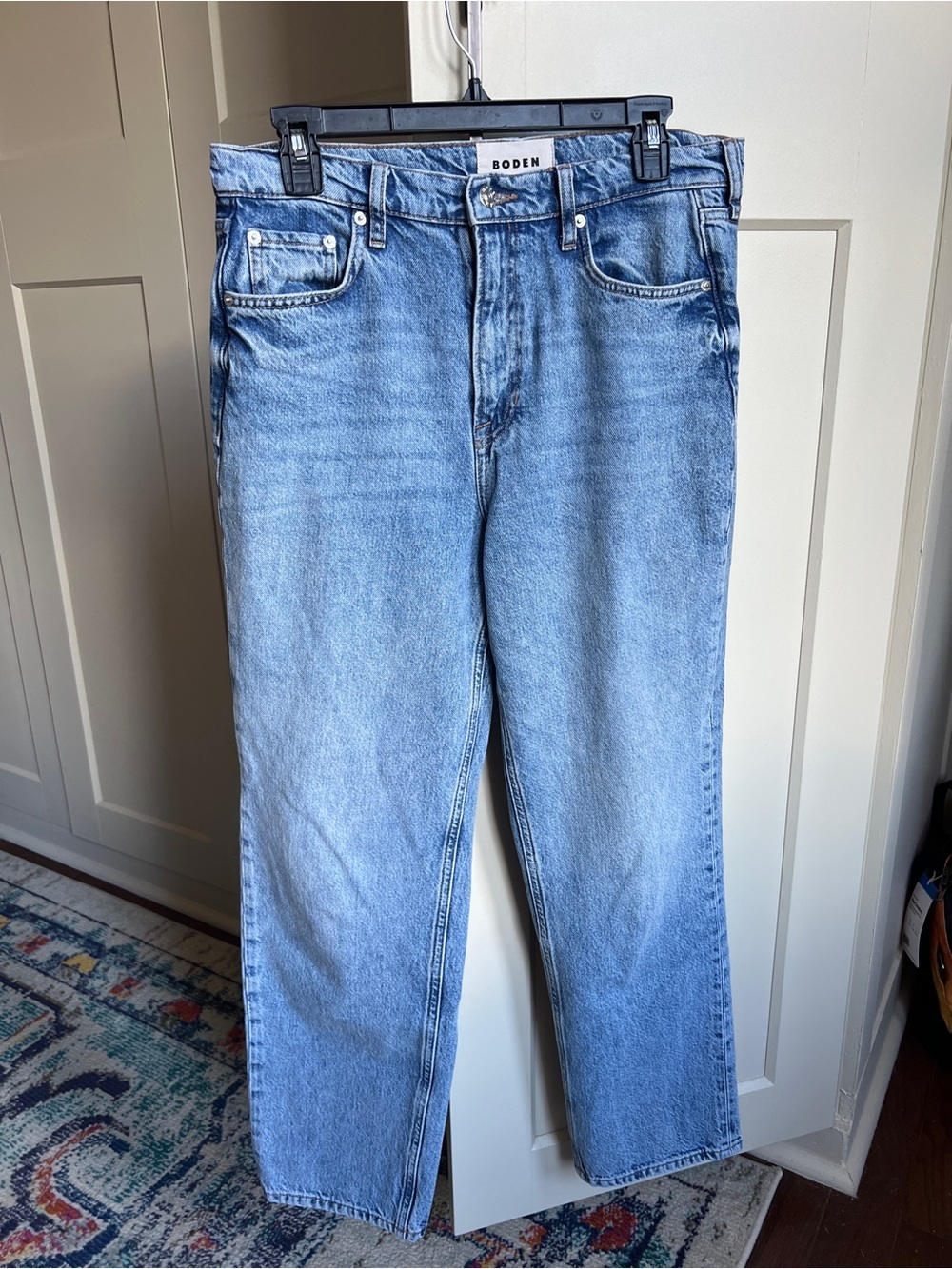 Boden High Rise Straight Leg Jeans mid wash size 30 US 10
